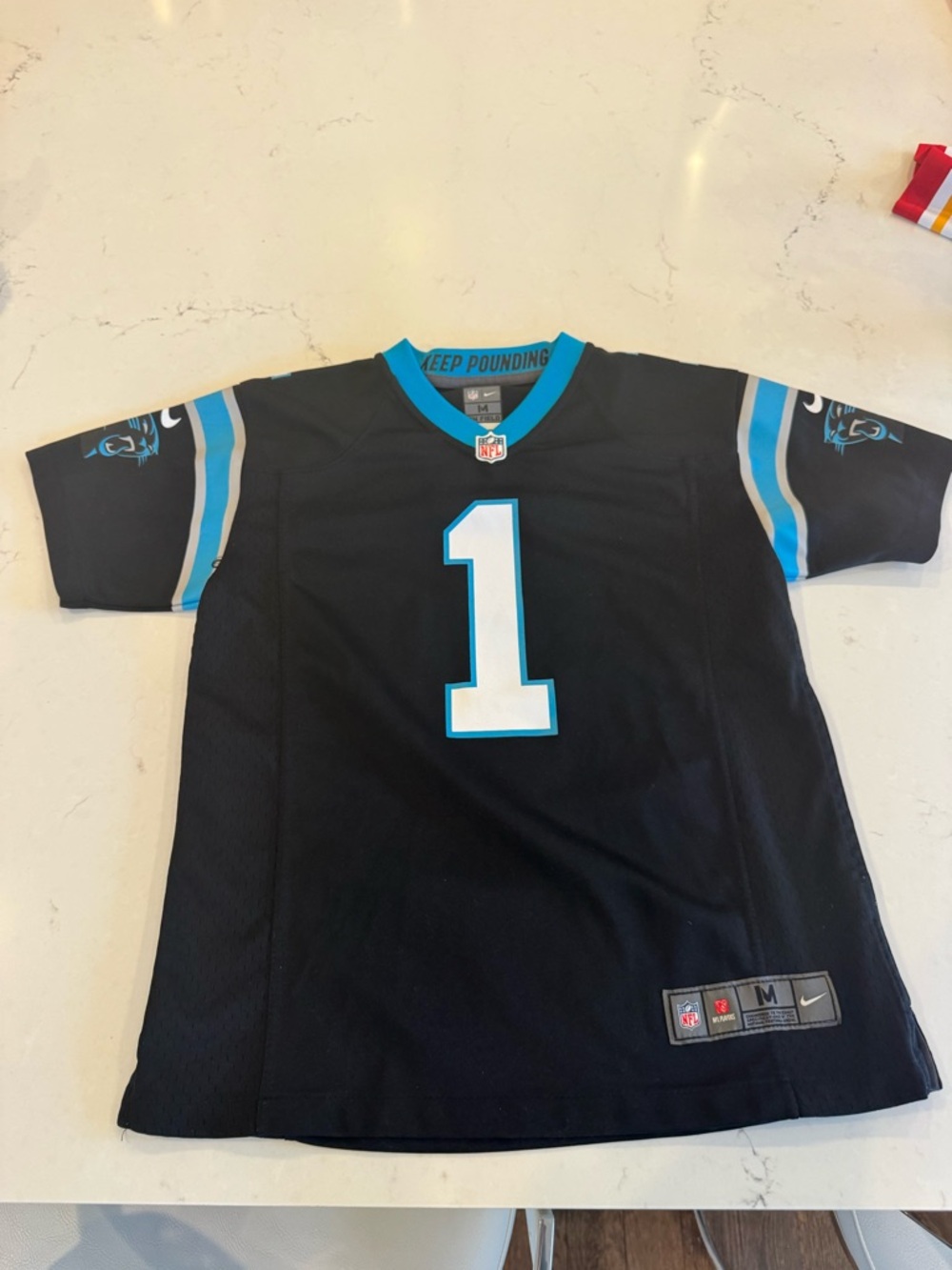 Nike Kids Carolina Panthers #1 (Newton) Black & Blue Football Jersey